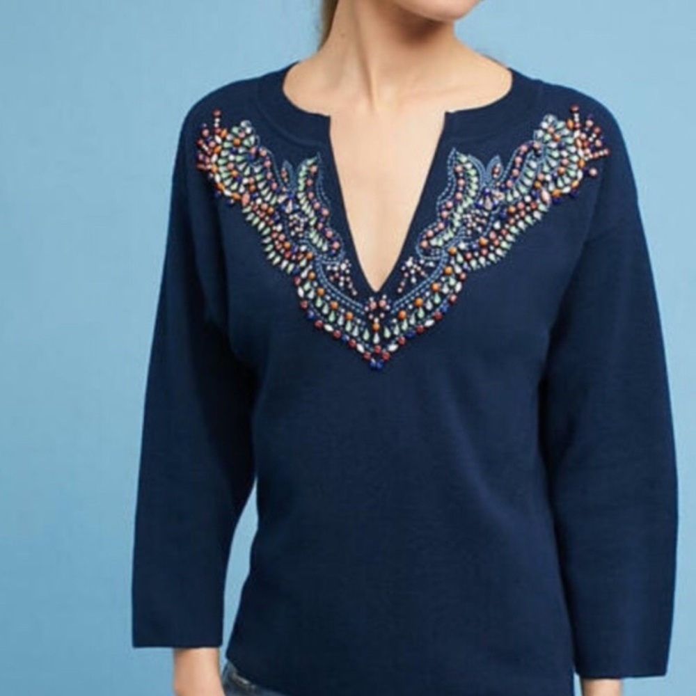 Moth Anthropologie beaded sweater size Medium